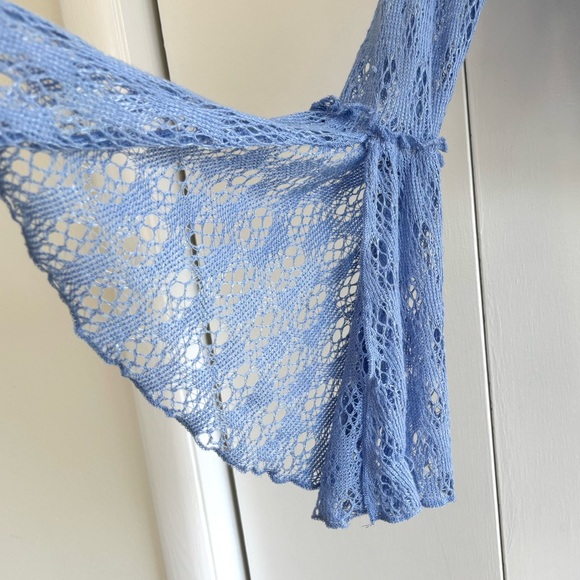 Urban Outfitters UO Gossamer Crochet Flyaway Top in Blue Size Small - Picture 15 of 15